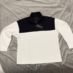 New with tags Ellie Tahari Colorblock Quarter-Zip Pullover - Black & White
